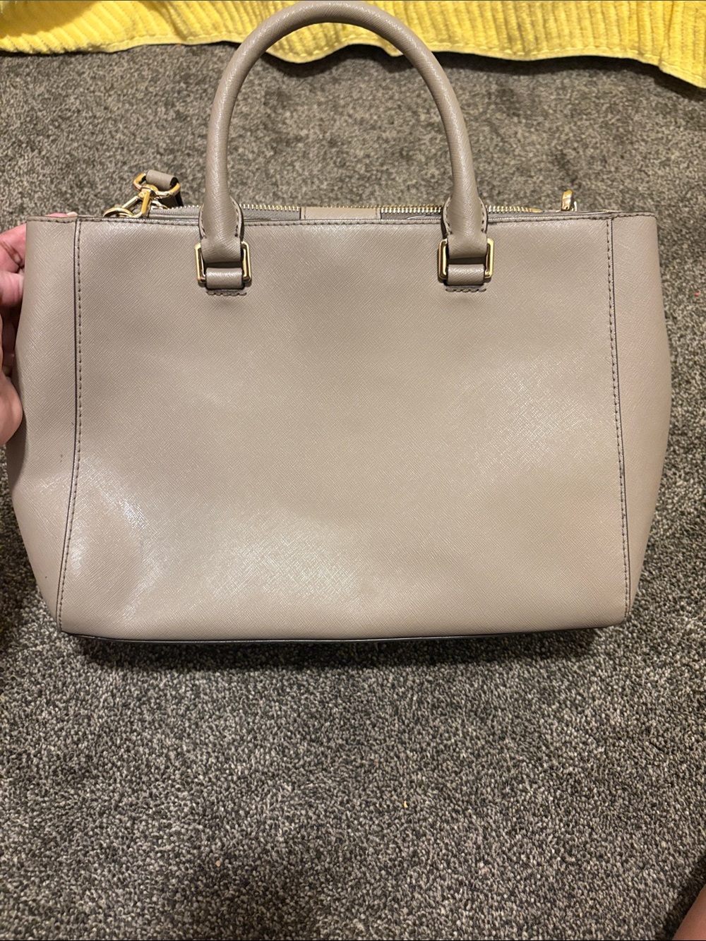 Michael Kors Taupe Saffiano Satchel with Gold Hardware with matching wallet - Picture 10 of 16